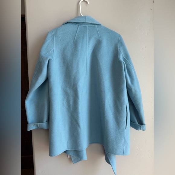 Theory Sileena Shawl Collar Coat Paradise Blue Soft Knit Minimalist Small - Picture 4 of 4